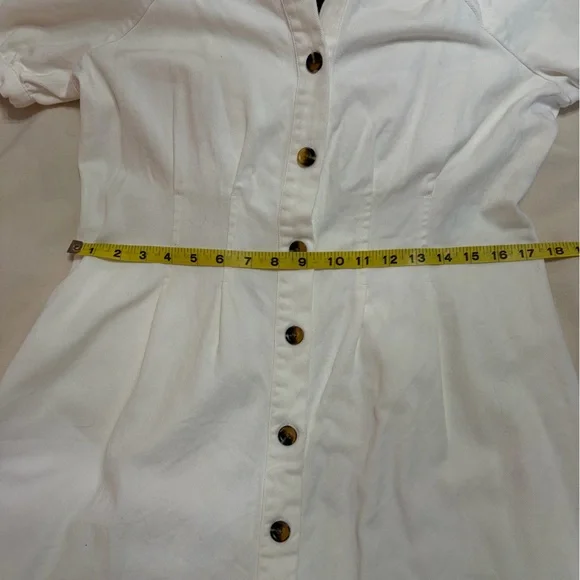 Who What Wear White Puff Sleeve Denim Dress Size L | 100% Cotton - Picture 8 of 14
